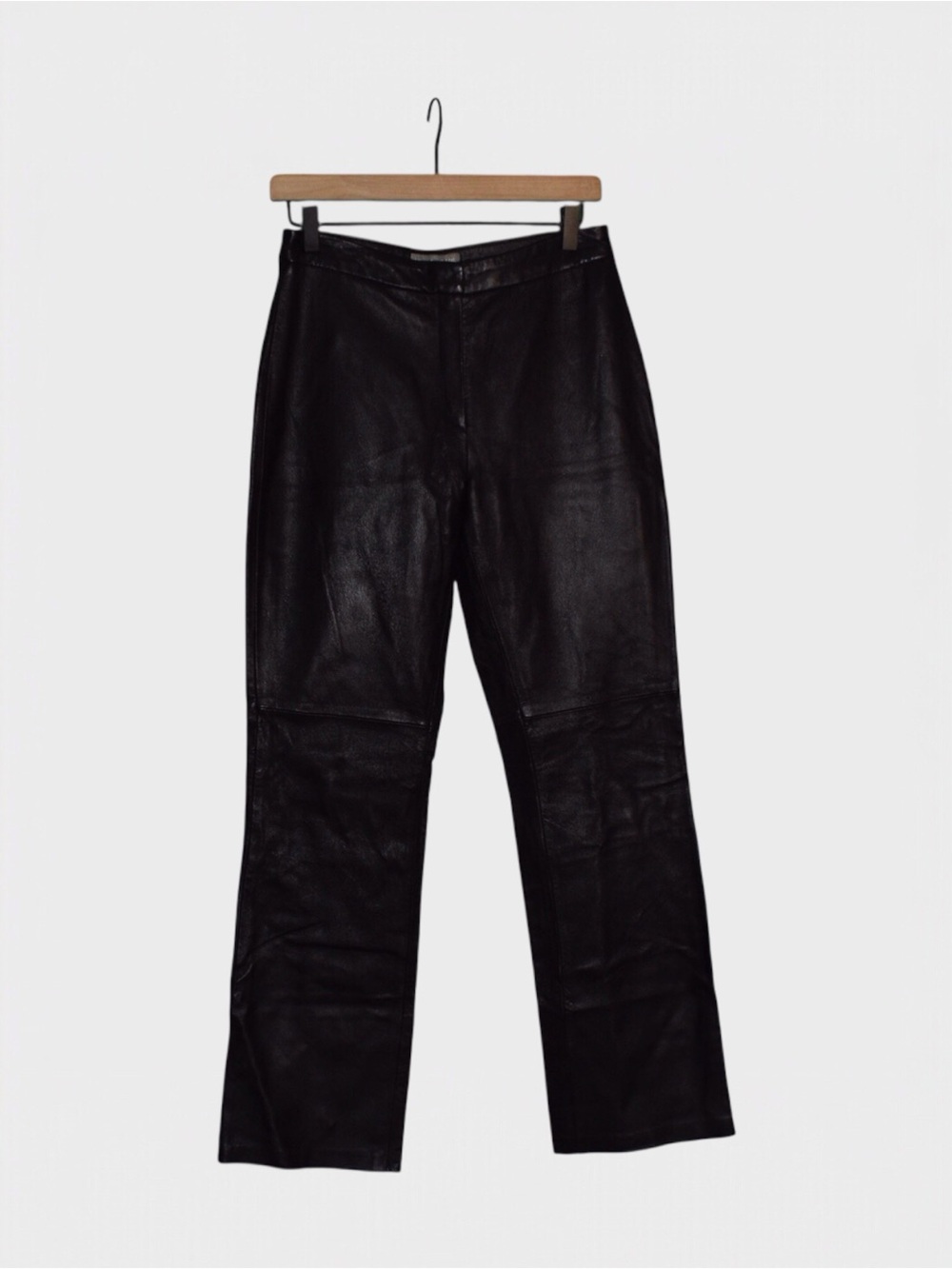 NWT Laura Leigh Ltd Genuine Leather Straight Leg Pants Black Vintage